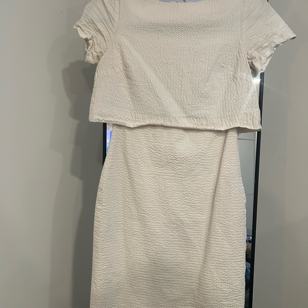 Banana Republic Ivory Textured Midi Dress